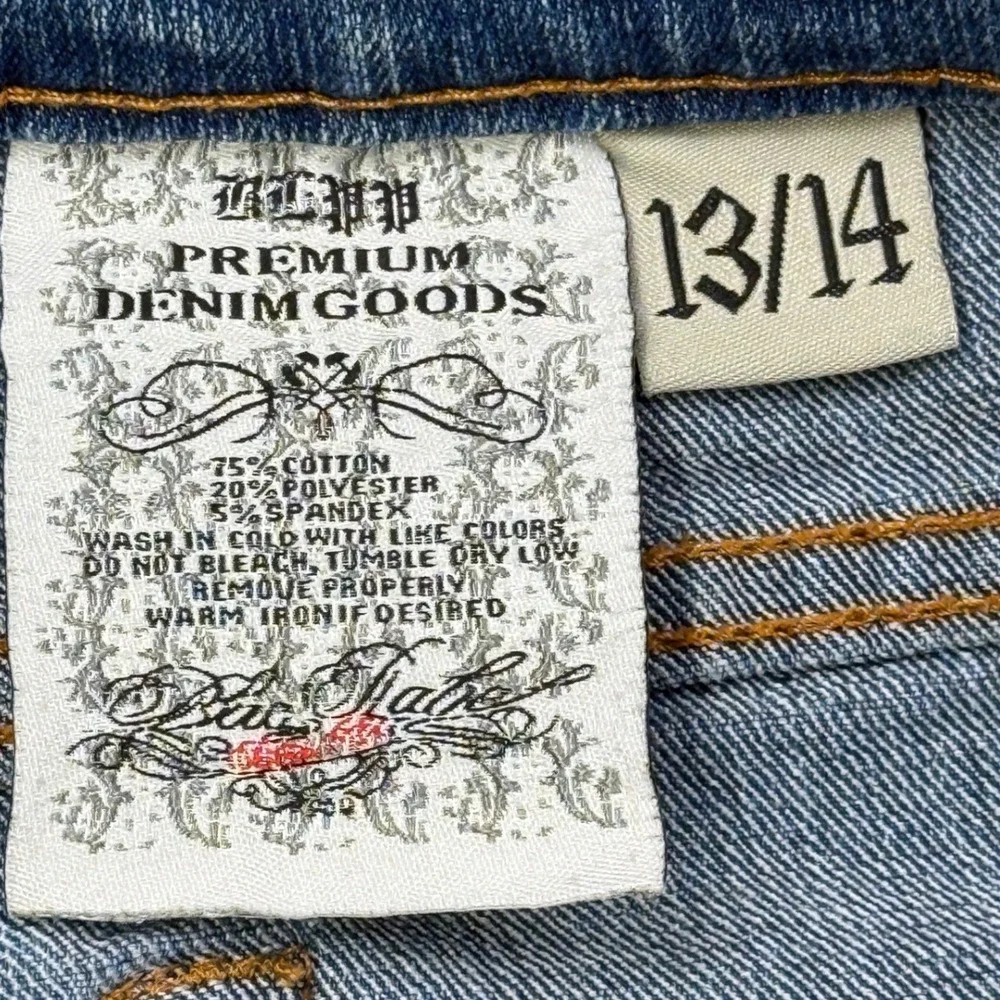 Black Label‎ Y2K Capri Jeans 13 14 Rose Graphic Blue